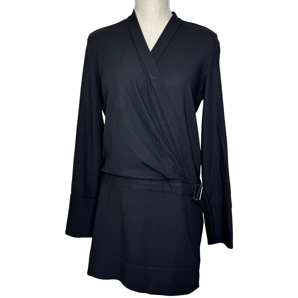 Helmut Lang Faux Wrap Tunic Top Medium Black